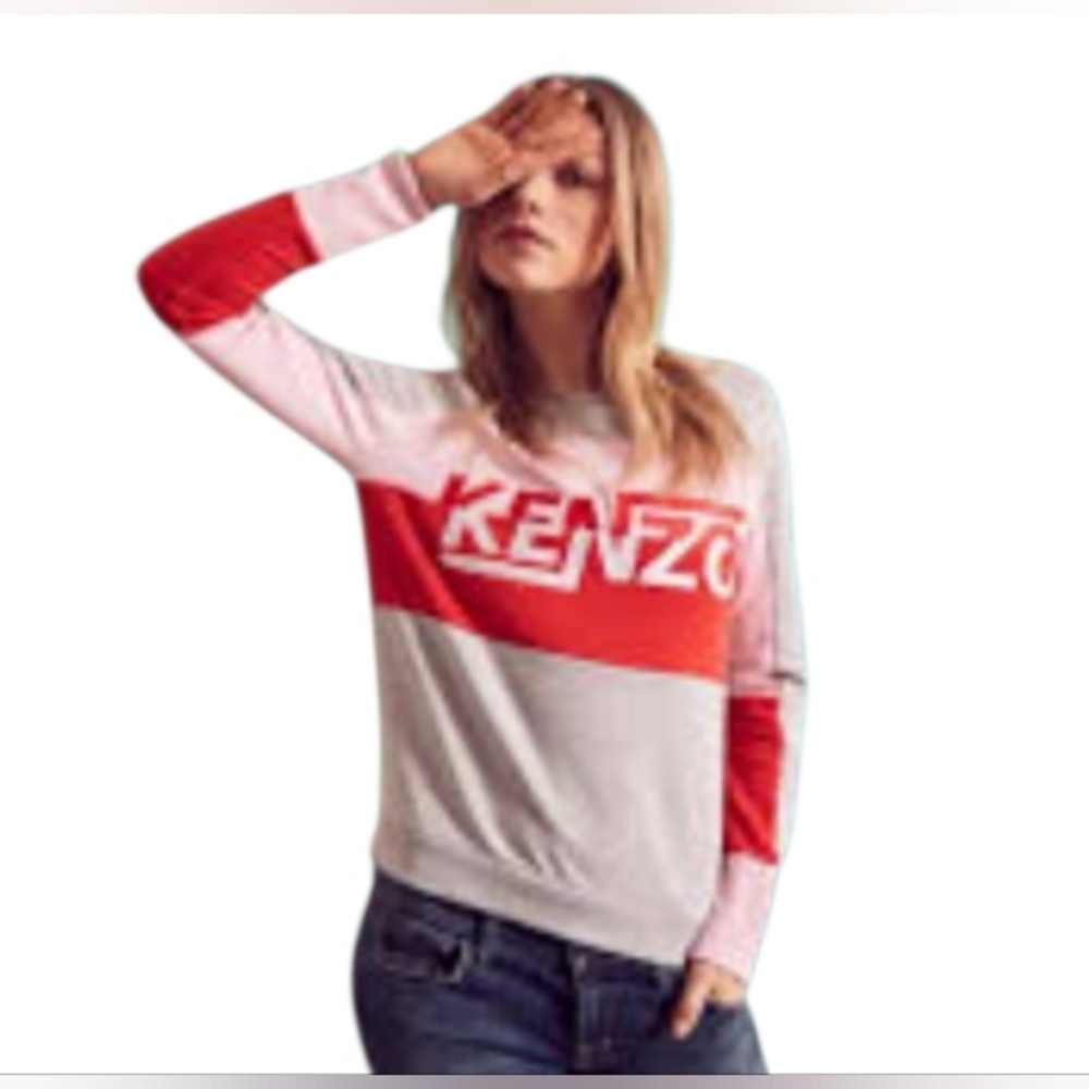 Kenzo Paris Colorblock Pink Orange Sweatshirt GUC Size Medium